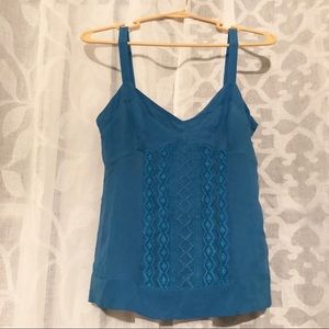 DVF Turquoise 100% Silk Sleeveless Blouse Sz 2